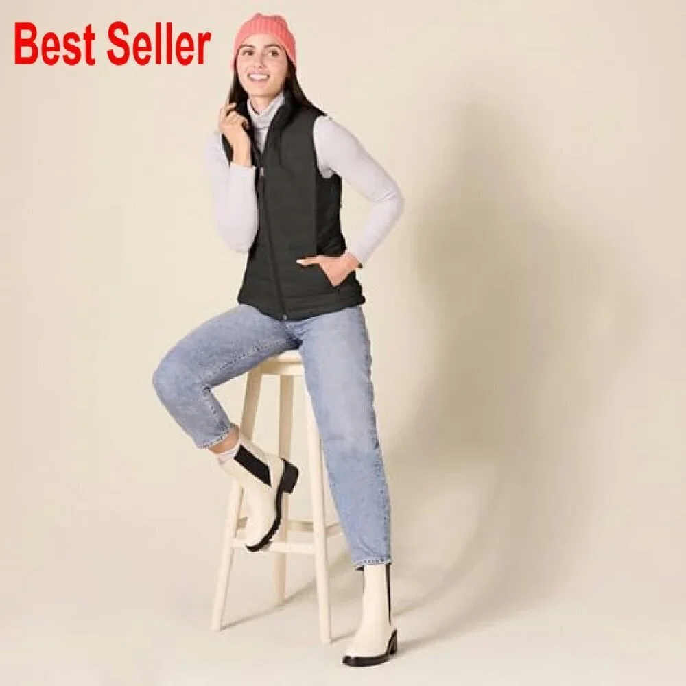 Lightweight Packable Puffer Vest Water-Resistant Quilted Classic Fit Chic